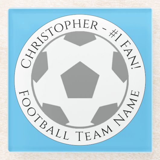 あなたの名前とサッカーチーム名ガラスのコースター ガラスコースター (正面)