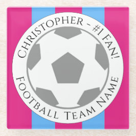 あなたの名前とサッカーチーム名ガラスのコースター ガラスコースター