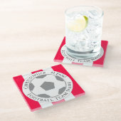 あなたの名前とサッカーチーム名ガラスのコースター ガラスコースター (アングル)