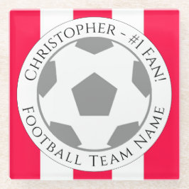 あなたの名前とサッカーチーム名ガラスのコースター ガラスコースター