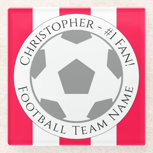 あなたの名前とサッカーチーム名ガラスのコースター ガラスコースター (正面)