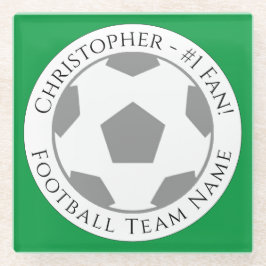 あなたの名前とサッカーチーム名ガラスのコースター ガラスコースター