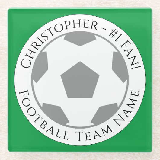 あなたの名前とサッカーチーム名ガラスのコースター ガラスコースター (正面)