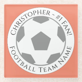 あなたの名前とサッカーチーム名ガラスのコースター ガラスコースター