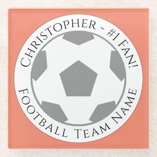 あなたの名前とサッカーチーム名ガラスのコースター ガラスコースター (正面)