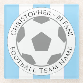 あなたの名前とサッカーチーム名ガラスのコースター ガラスコースター