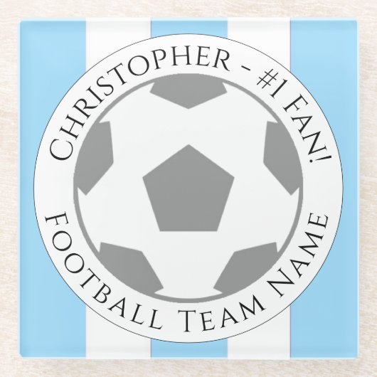 あなたの名前とサッカーチーム名ガラスのコースター ガラスコースター (正面)
