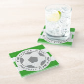 あなたの名前とサッカーチーム名ガラスのコースター ガラスコースター (アングル)