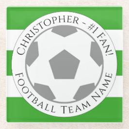 あなたの名前とサッカーチーム名ガラスのコースター ガラスコースター