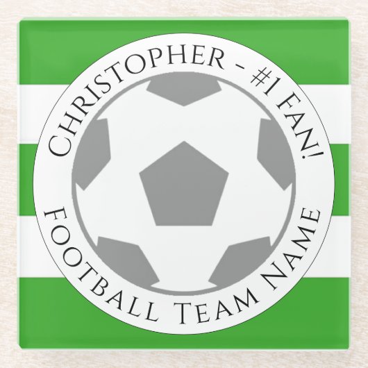 あなたの名前とサッカーチーム名ガラスのコースター ガラスコースター (正面)