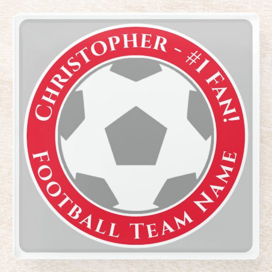あなたの名前とサッカーチーム名 ガラスコースター (正面)