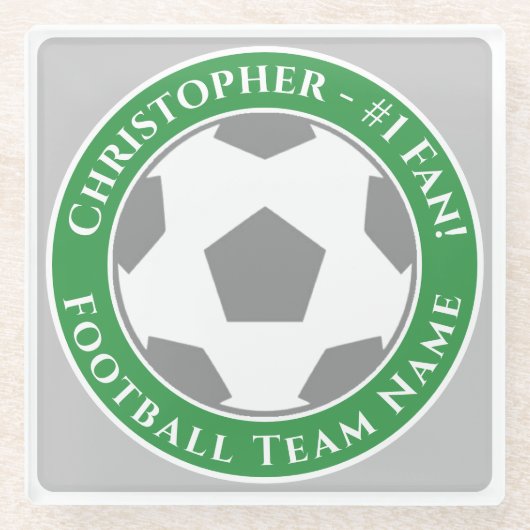 あなたの名前とサッカーチーム名 ガラスコースター (正面)