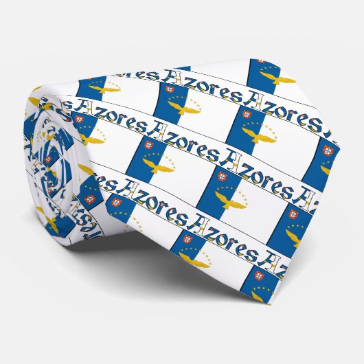あなたの名前とタイル張りのアゾレス諸島とアゾラン国旗 ネクタイ (ロール)