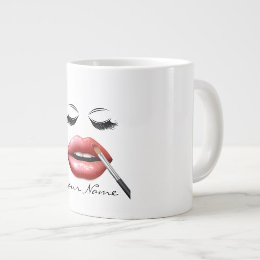 あなたの名前とパーソナライズされたまつげコーヒー ジャンボコーヒーマグカップ (正面右)