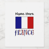 あなたの名前とフランス国旗 ワインラベル (シングルラベル)
