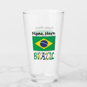 あなたの名前とブラジル国旗 タンブラーグラス