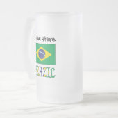 あなたの名前とブラジル国旗 フロストグラスビールジョッキ (正面左)