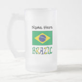 あなたの名前とブラジル国旗 フロストグラスビールジョッキ (左)