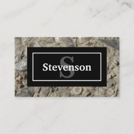 あなたの名前とモノグラムと化石の石灰岩 名刺