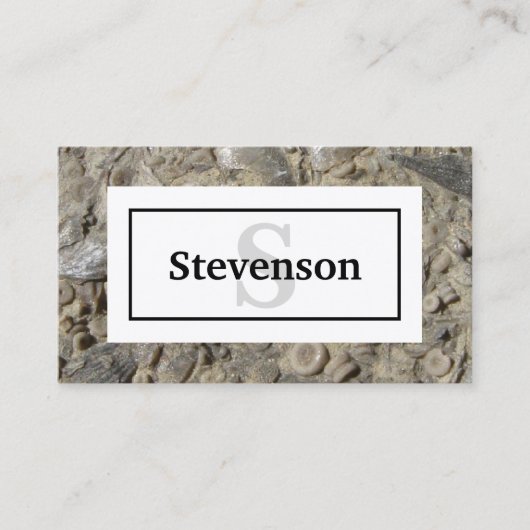 あなたの名前とモノグラムと化石の石灰岩 名刺 (正面)