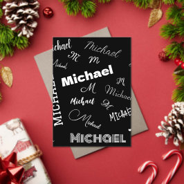 あなたの名前とモノグラムカスタムのパターン黒 アクリル招待状