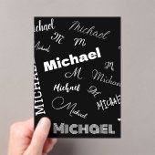 あなたの名前とモノグラムカスタムのパターン黒 アクリル招待状 (インサイチュ (ポータブル))