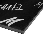 あなたの名前とモノグラムカスタムのパターン黒 カッティングボード (角)