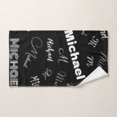 あなたの名前とモノグラムカスタムのパターン黒 バスタオルセット (ハンドタオル)