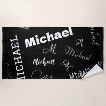 あなたの名前とモノグラムカスタムのパターン黒