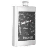 あなたの名前とモノグラムカスタムのパターン黒 フラスク (右)