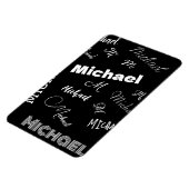 あなたの名前とモノグラムカスタムのパターン黒 マグネット (左側)