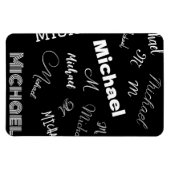 あなたの名前とモノグラムカスタムのパターン黒 マグネット (横)