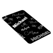 あなたの名前とモノグラムカスタムのパターン黒 マグネット (右側)