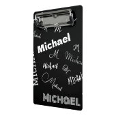 あなたの名前とモノグラムカスタムのパターン黒 ミニクリップボード (アングル2)