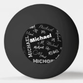 あなたの名前とモノグラムカスタムのパターン黒 卓球ボール (正面)