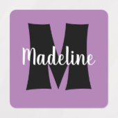 あなたの名前とモノグラム任意の色の背景 ラベル (デザイン2)