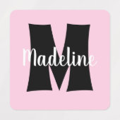 あなたの名前とモノグラム任意の色の背景 ラベル (デザイン1)