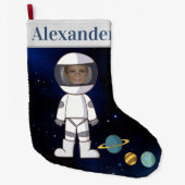 あなたの名前と写真宇宙飛行士の宇宙 ラージクリスマスストッキング (正面)