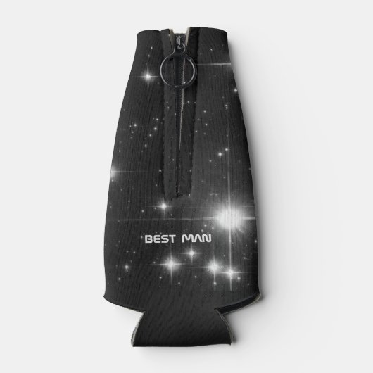 あなたの名前と星の深い宇宙花婿介添人 ボトルクーラー (裏面)