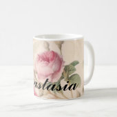 あなたの名前と素晴らしいピンクのバラ コーヒーマグカップ (正面右)