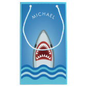 あなたの名前のおもしろいなホホジロザメの誕生日 スモールペーパーバッグ (裏面)