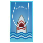 あなたの名前のおもしろいなホホジロザメの誕生日 スモールペーパーバッグ (正面)