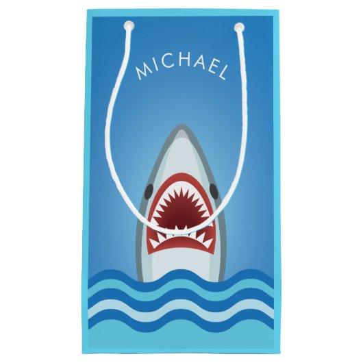 あなたの名前のおもしろいなホホジロザメの誕生日 スモールペーパーバッグ (正面)