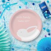 あなたの名前のイースターのウサギの紙のピンクの紙皿 ペーパープレート (パーティー)