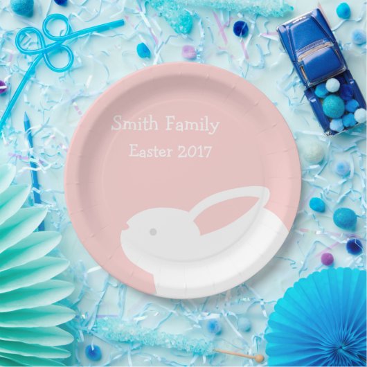 あなたの名前のイースターのウサギの紙のピンクの紙皿 ペーパープレート (パーティー)