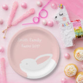 あなたの名前のイースターのウサギの紙のピンクの紙皿 ペーパープレート (パーティー)