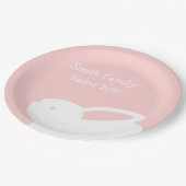 あなたの名前のイースターのウサギの紙のピンクの紙皿 ペーパープレート (アングル)