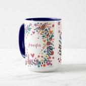 あなたの名前のカスタムフローラかわいらしインスピレーション マグカップ (正面左)