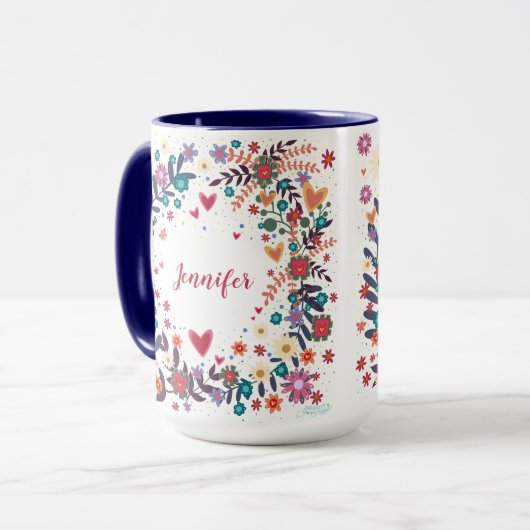 あなたの名前のカスタムフローラかわいらしインスピレーション マグカップ (正面左)