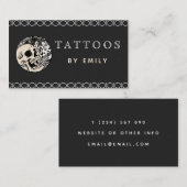 あなたの名前のタトゥー スカル&リーフ プランツ クリエイティブ 名刺 (正面/裏面)